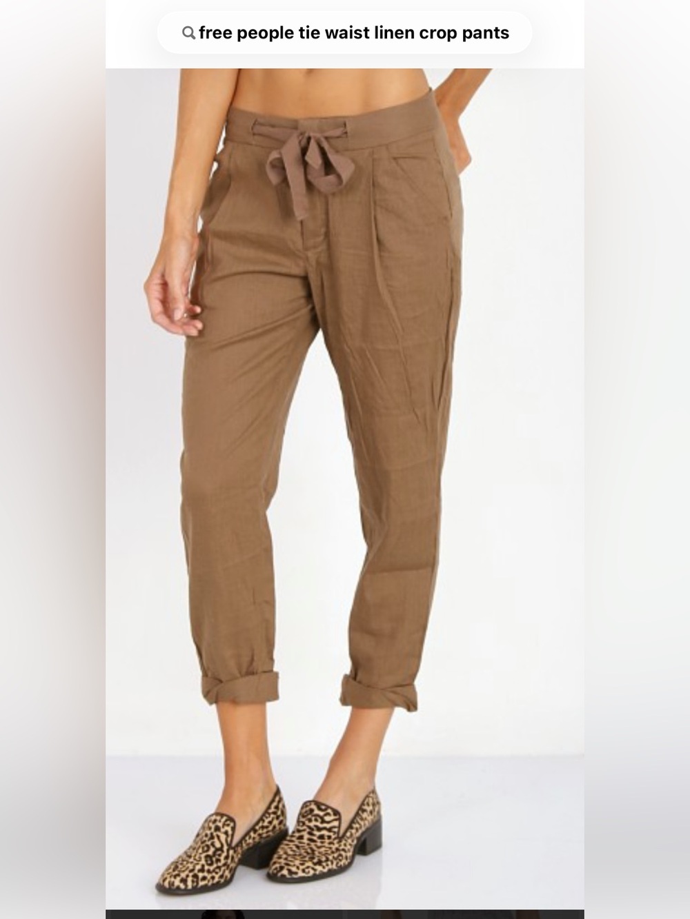 Free People Black linen tie-waist pants